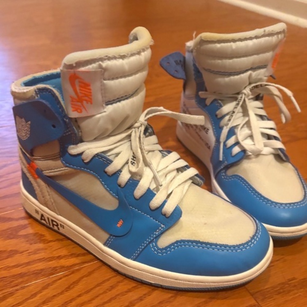 Jordan 1 Retro High Off-White University Blue UNC AQ0818-148 Mens Size 7.5